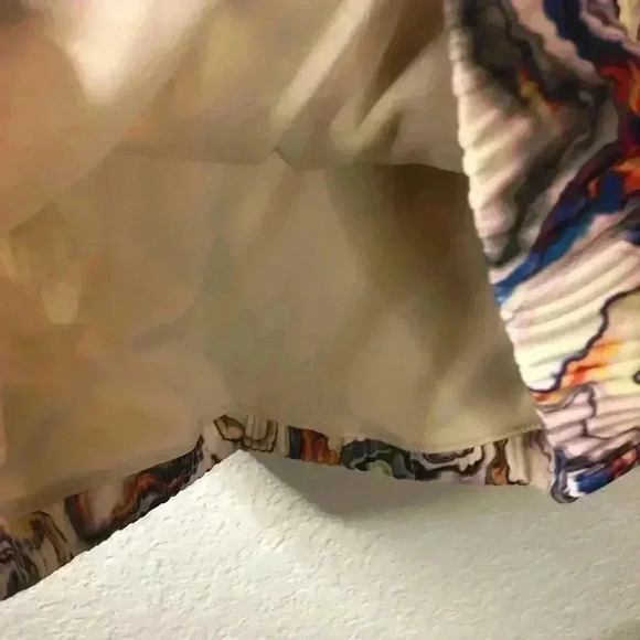 Leith Pink Multi Pastel Wavy Abalone Print Stretch Ribbed Skirt sz large… - Picture 3 of 6